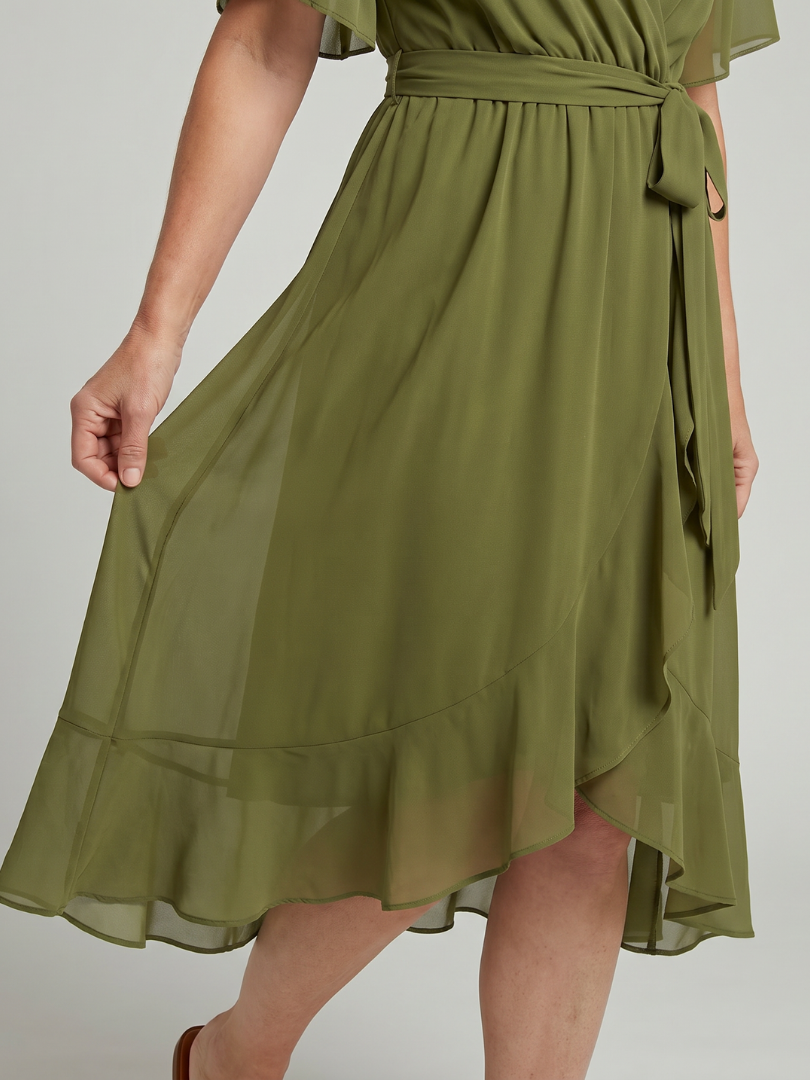 Wrap Midi Dress Women Relaxed Fit Casual Summer
