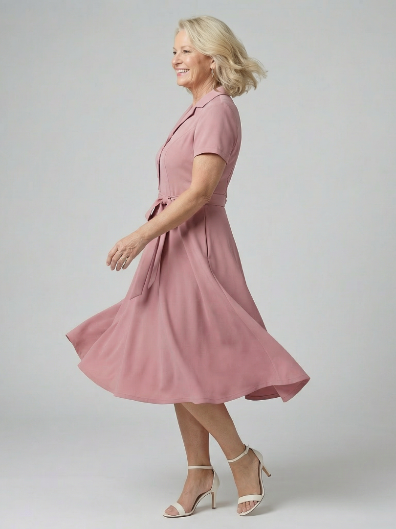 Midi Dress Women Defined Waist Casual Summer