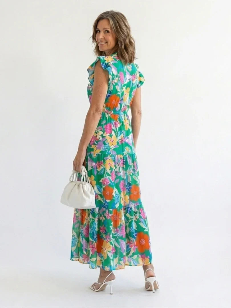 Midi Dress Women Relaxed Fit Casual Summer Floral
