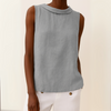 Sleeveless Roll Collar Top Women Regular Fit Casual