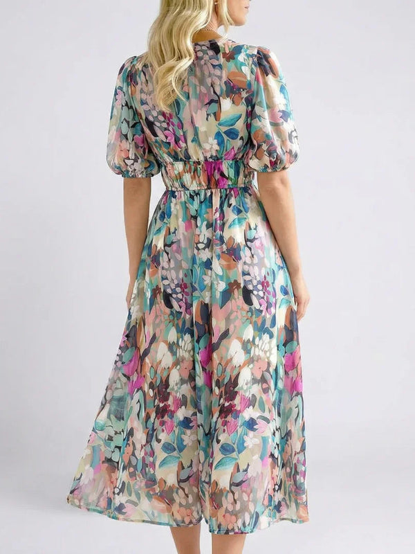 Midi Dress Women Relaxed Fit Casual Gathered Waist