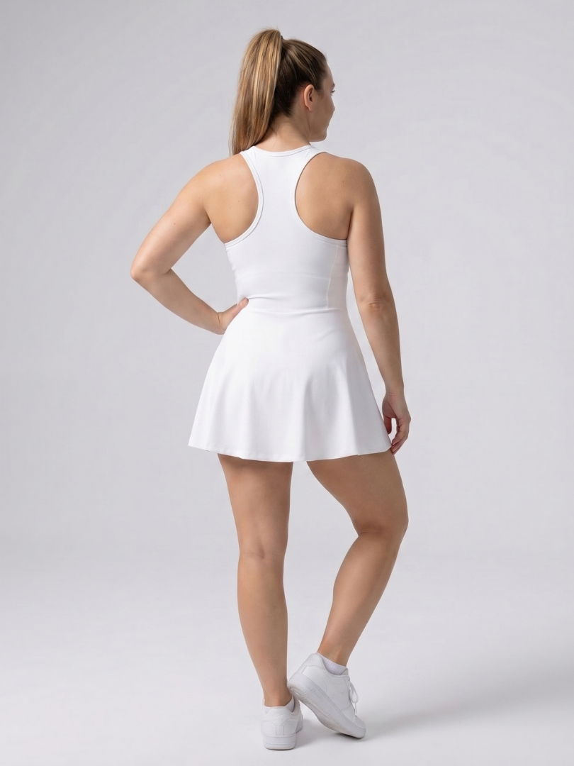 Scoop Neck Tennis Dress Women Fitted Sport Casual