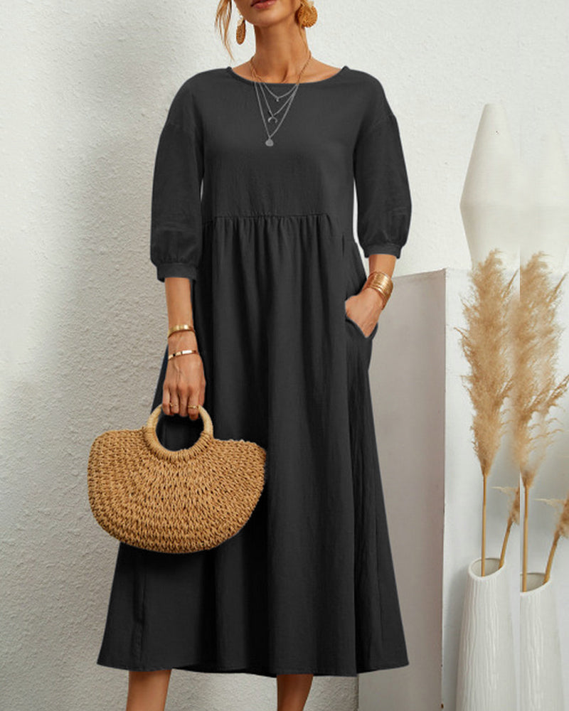 Midi Dress Women Loose Fit Casual Business Spring Summer