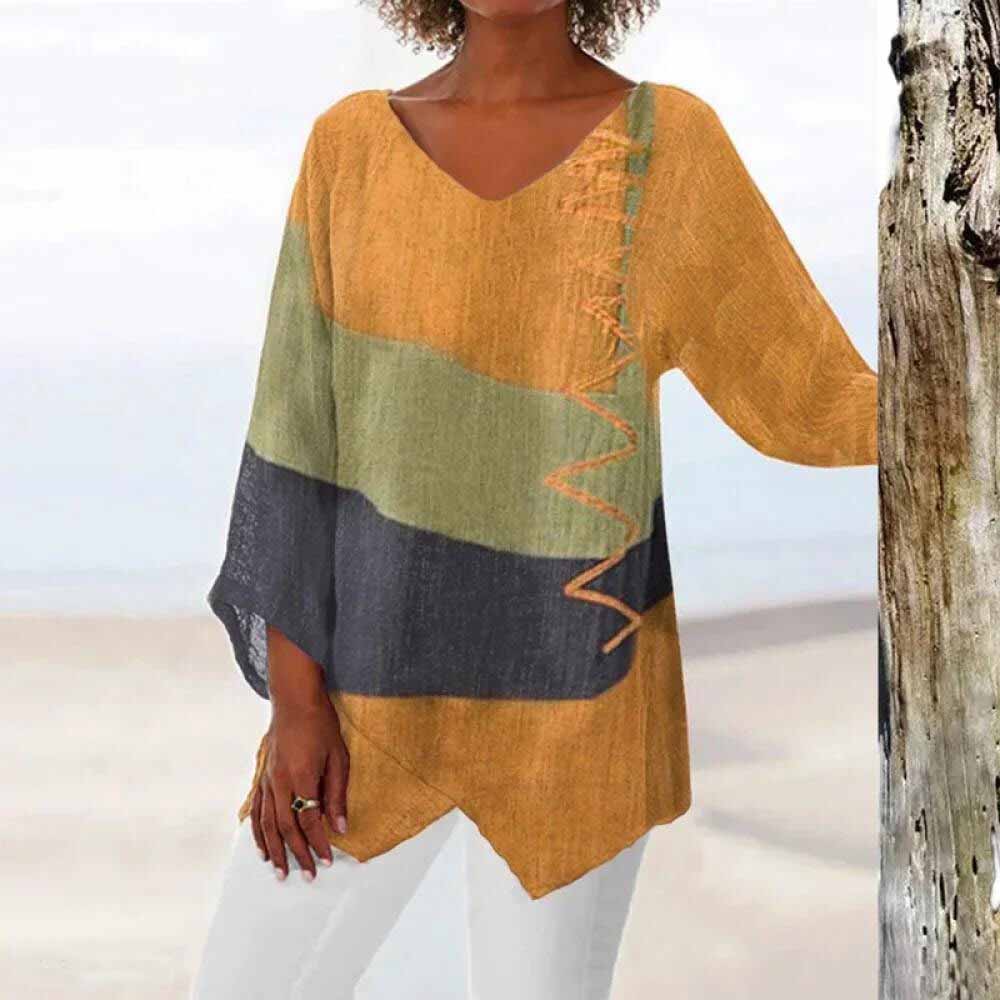 Tri-Color Shirt Women Regular Fit Casual Summer