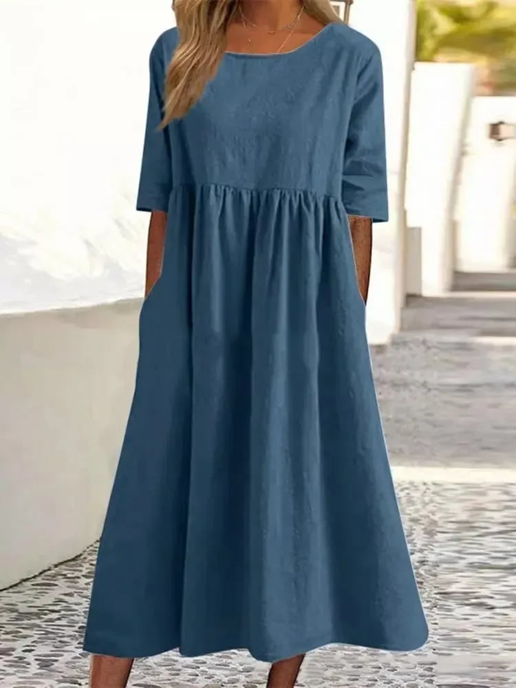 Midi Dress Women Regular Fit Casual Summer