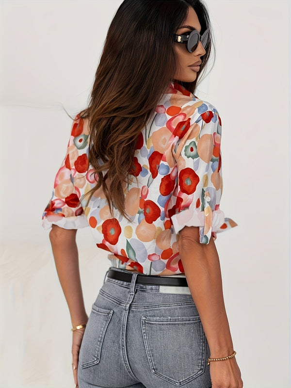 Blouse Women Regular Fit Casual Boho Floral Spring