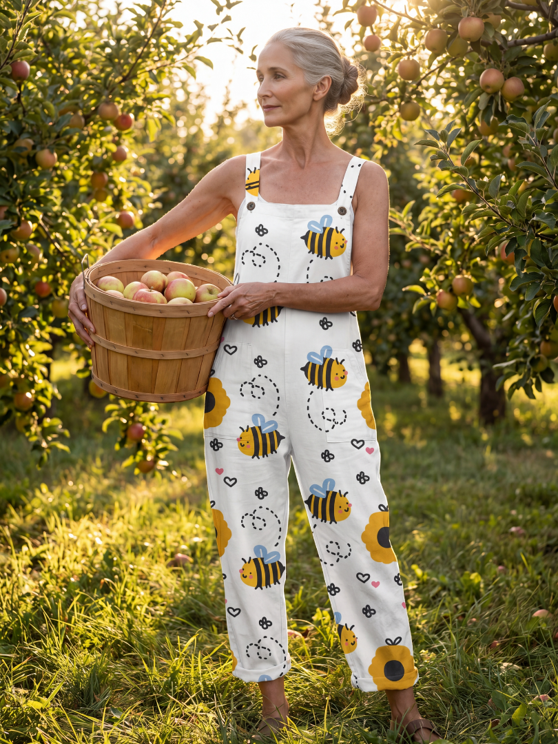 Jumpsuit Women Relaxed Fit Casual Sheep Print