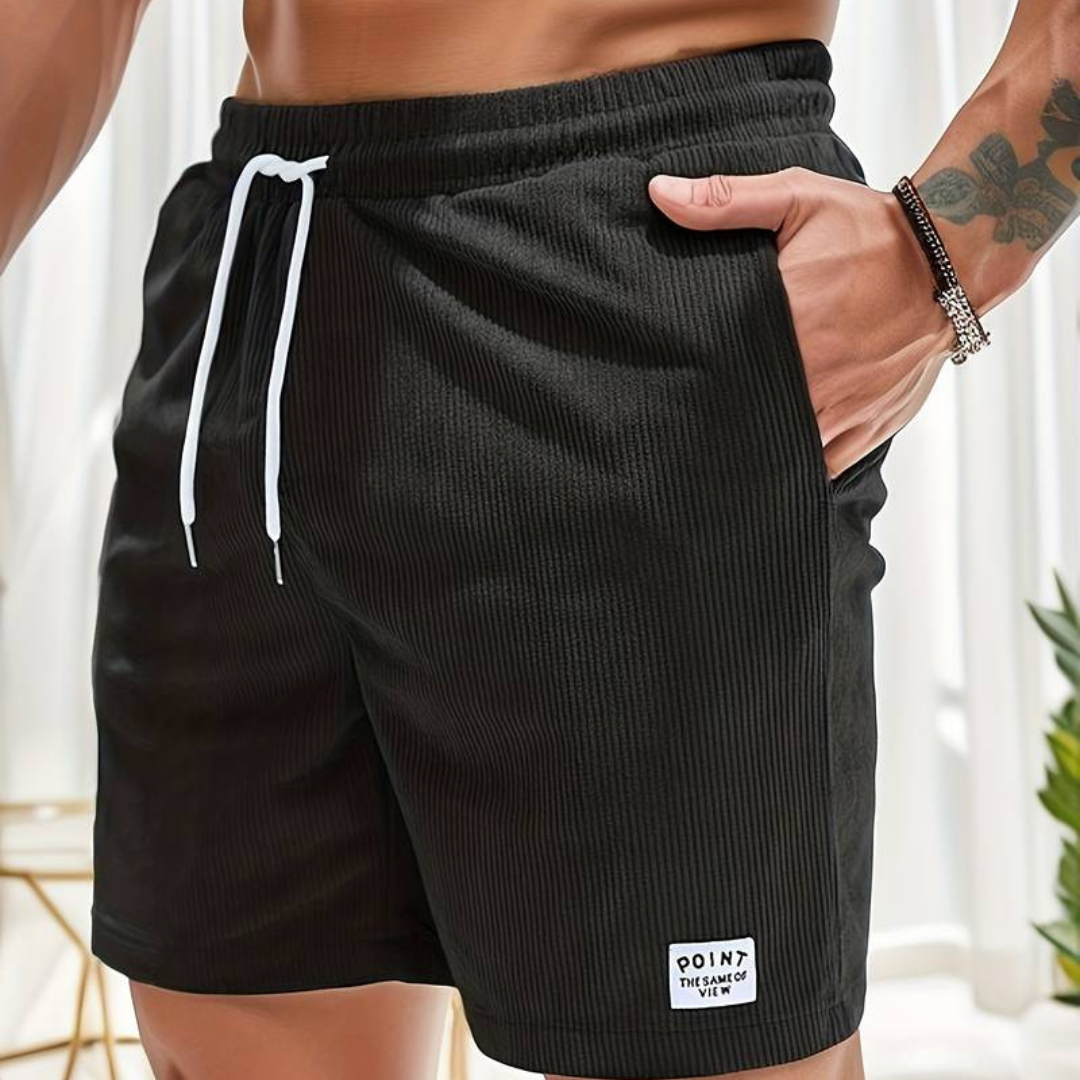 Ribbed Shorts Men Relaxed Fit Casual Summer