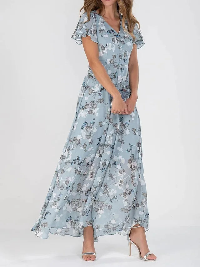 Midi Dress Women Regular Fit Casual Floral