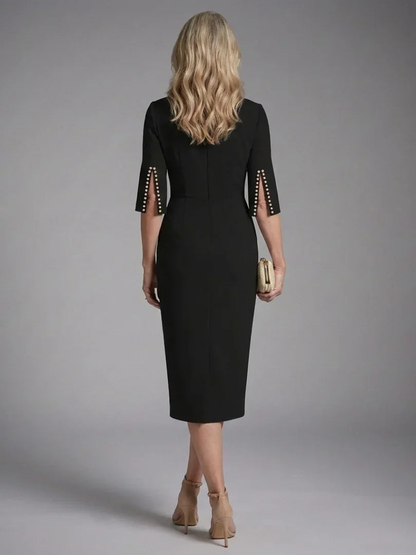 Midi Dress Women Tailored Fit Evening Formal