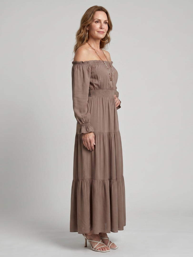 Off Shoulder Midi Dress Women Relaxed Fit Casual Summer