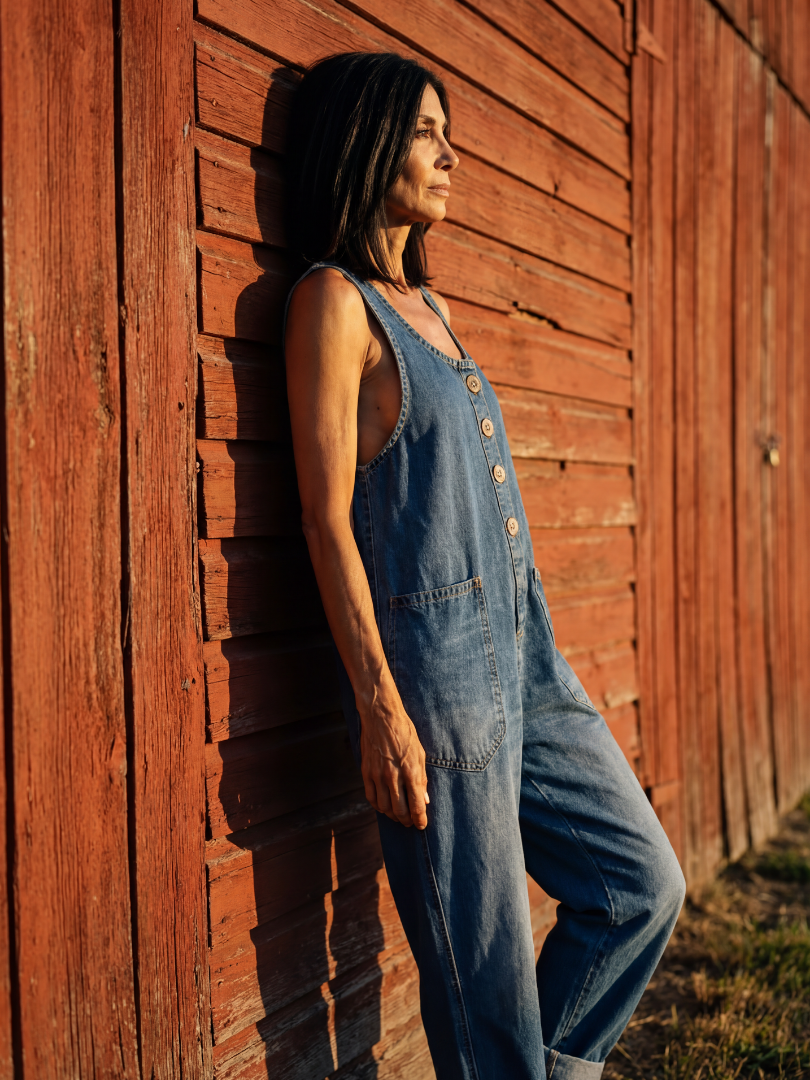 Jumpsuit Women Relaxed Fit Casual Rooster Print