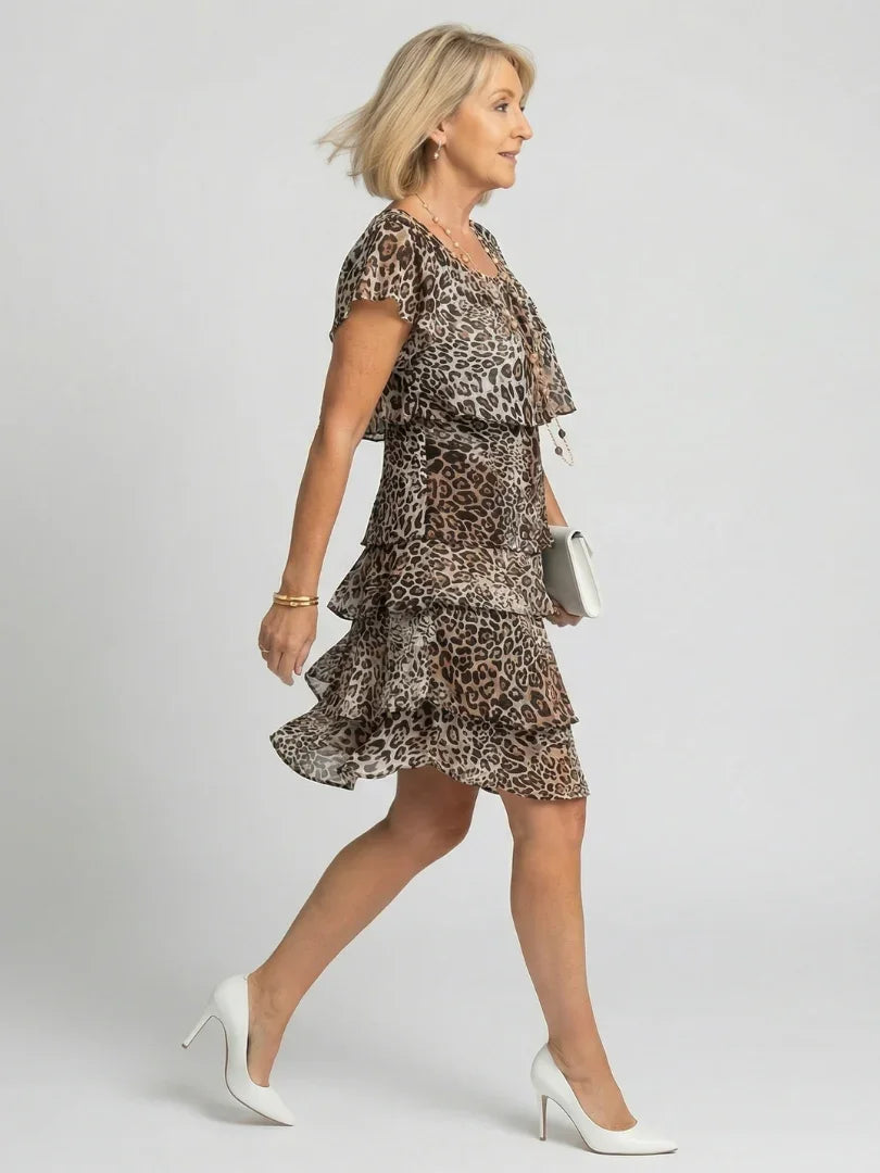 Animal Print Knee-Length Dress Women Relaxed Fit Casual