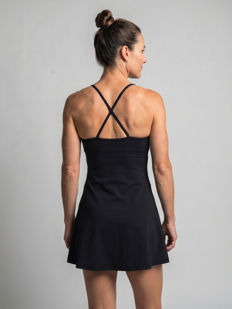 Spaghetti Strap Flared Tennis Dress Women Slim Fit Casual