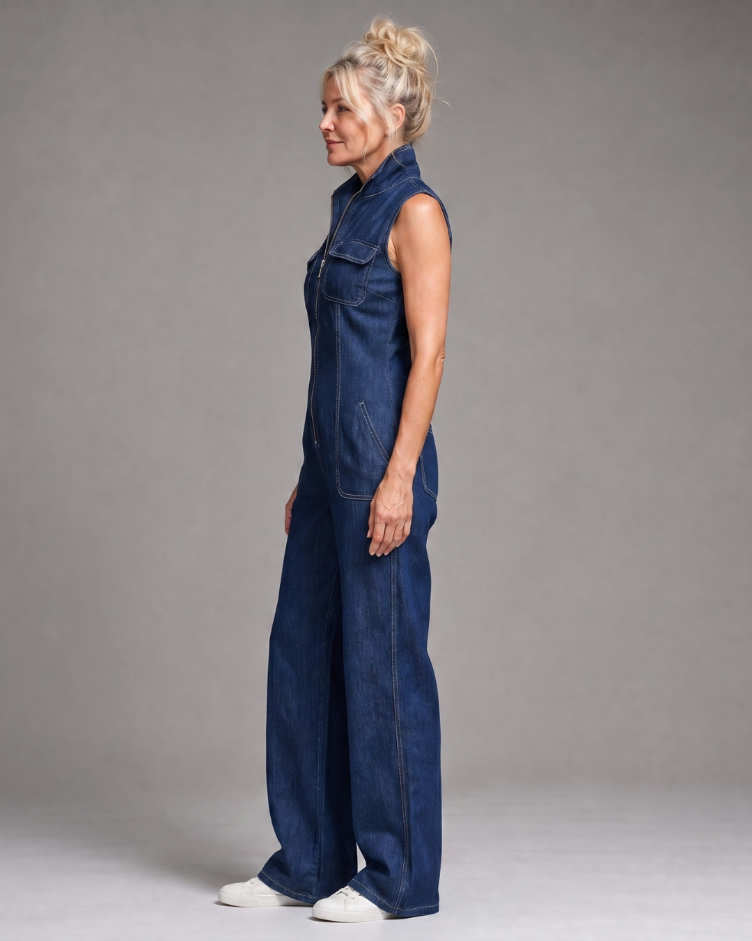 Sleeveless Wide Leg Jumpsuit Women Tailored Fit Casual