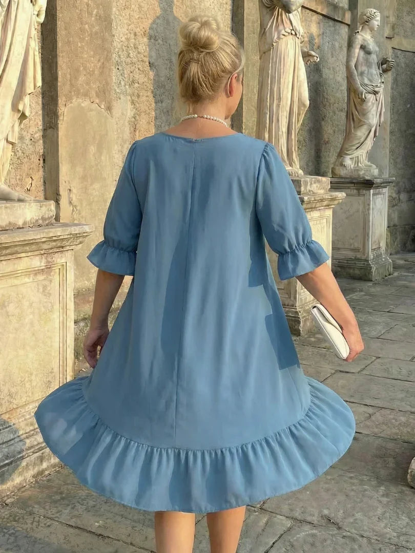 Ruffle Day Dress Women Relaxed Fit Casual