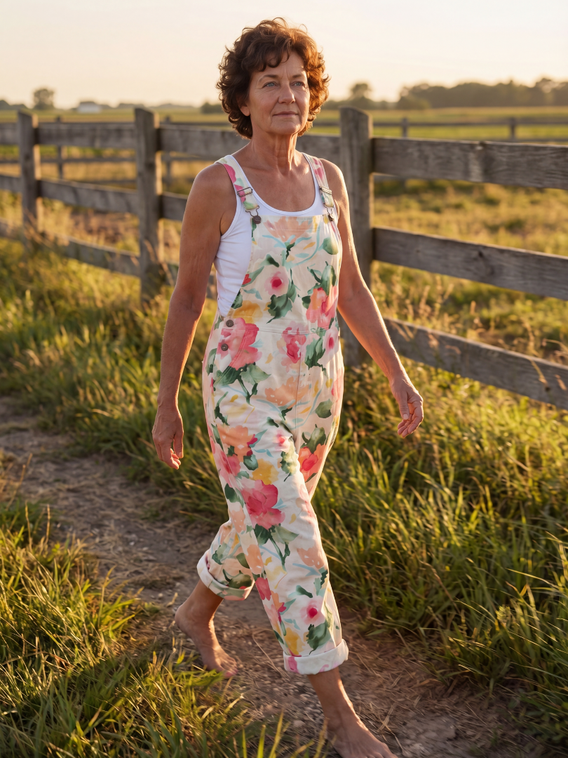 Floral Jumpsuit Women Relaxed Fit Casual
