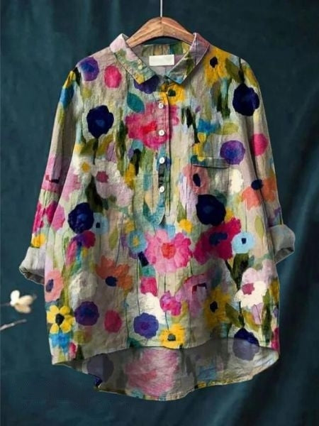 Floral Blouse Women Flowing Fit Casual Elegant