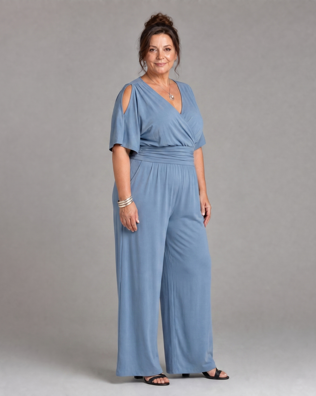 Jumpsuit Women Relaxed Fit Casual Cold Shoulder Wrap Waist