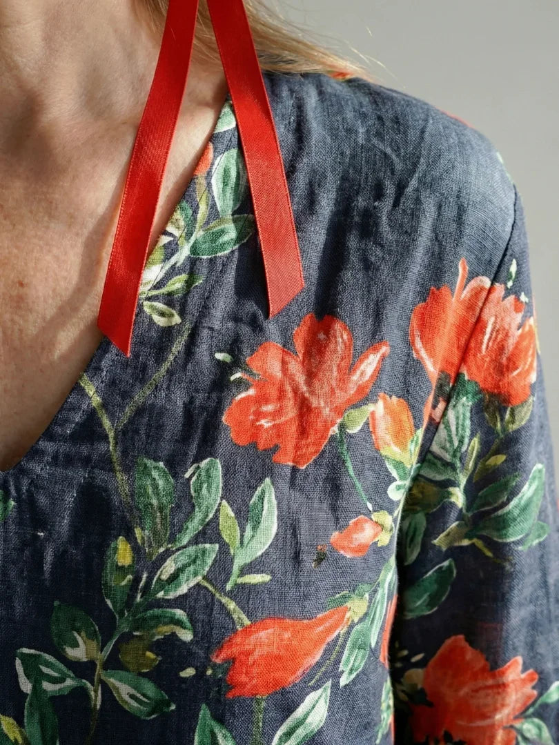 Floral Midi Dress Women Relaxed Fit Casual