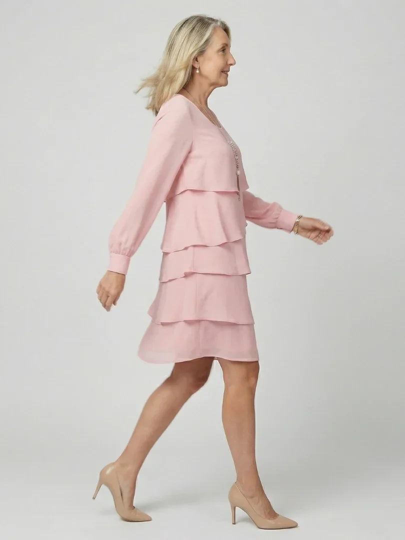Layered Knee-Length Dress Women Relaxed Fit Casual