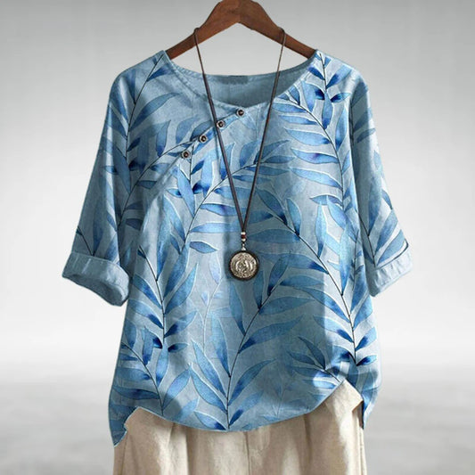 Blouse Women Relaxed Fit Casual Printed 3/4 Sleeve