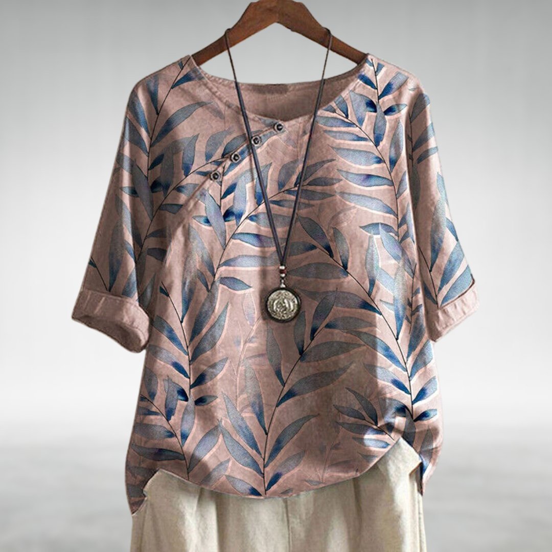 Blouse Women Relaxed Fit Casual Printed 3/4 Sleeve