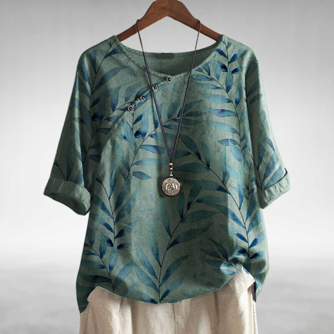 Blouse Women Relaxed Fit Casual Printed 3/4 Sleeve