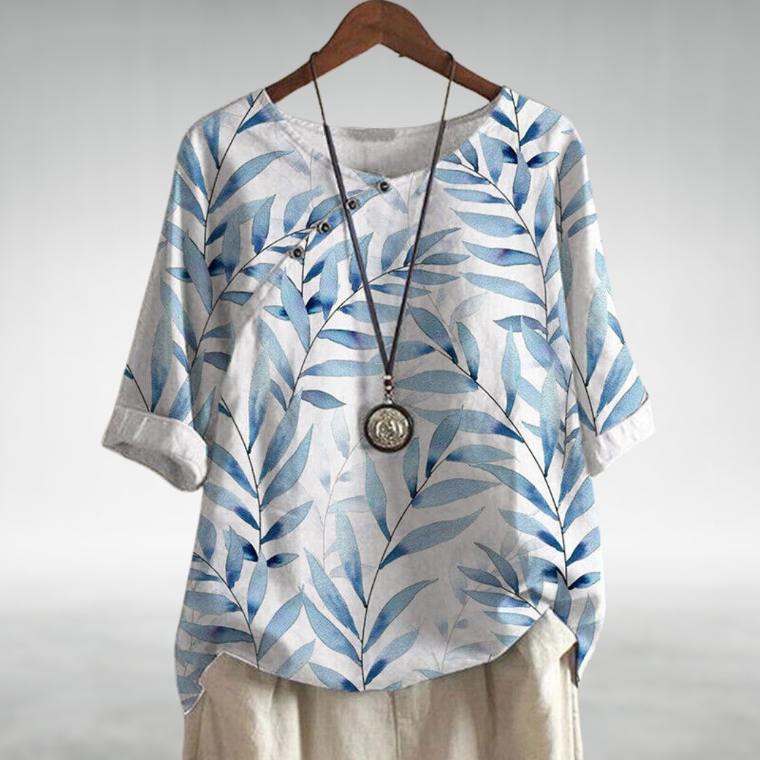Blouse Women Relaxed Fit Casual Printed 3/4 Sleeve
