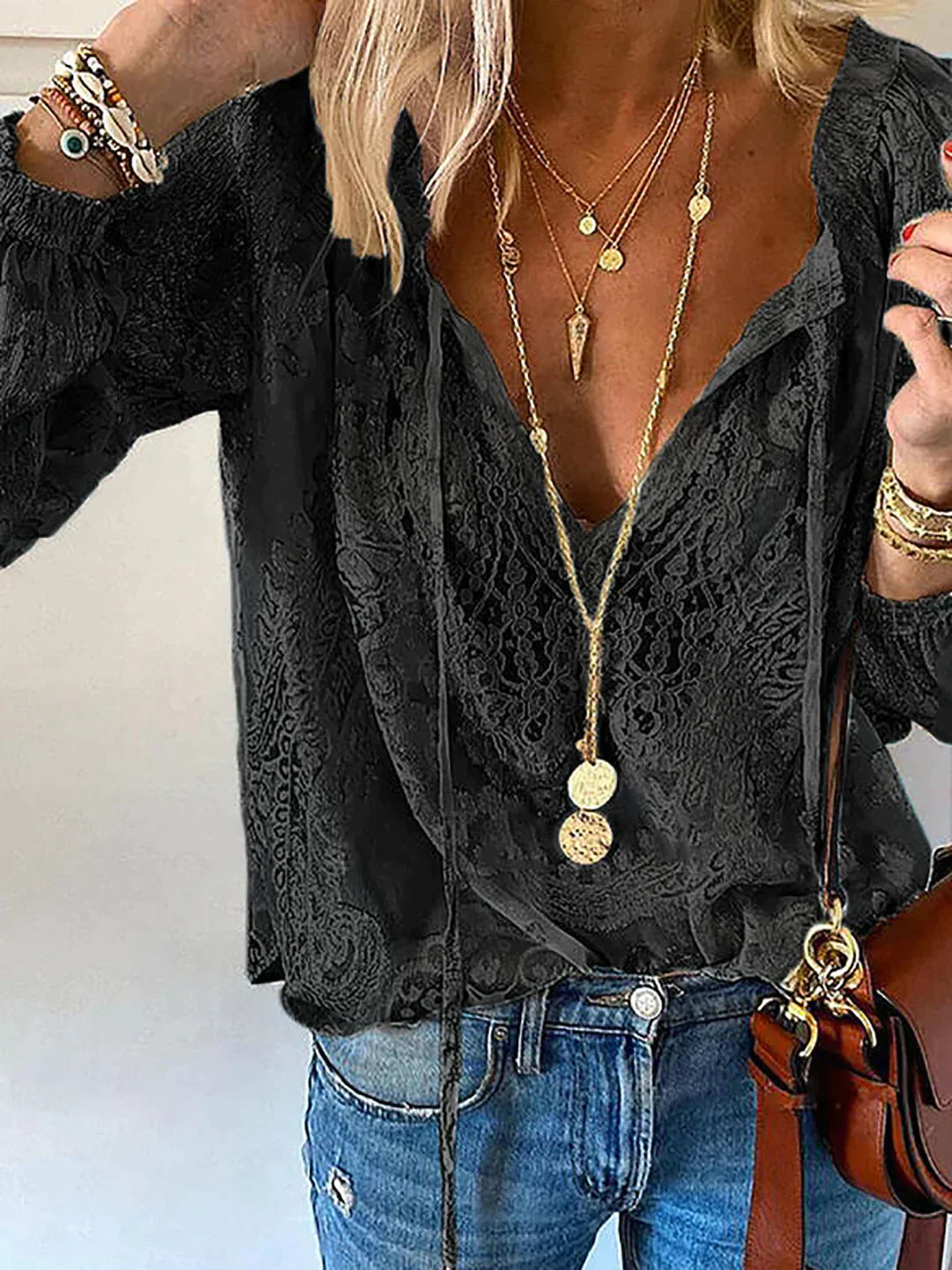Blouse Women Regular Fit Casual with Lace Details