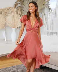 Flowing Vintage Dress Women Regular Fit Casual Summer