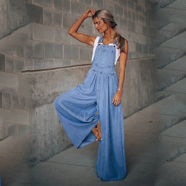 Wide-Leg Jumpsuit Women Relaxed Fit Casual