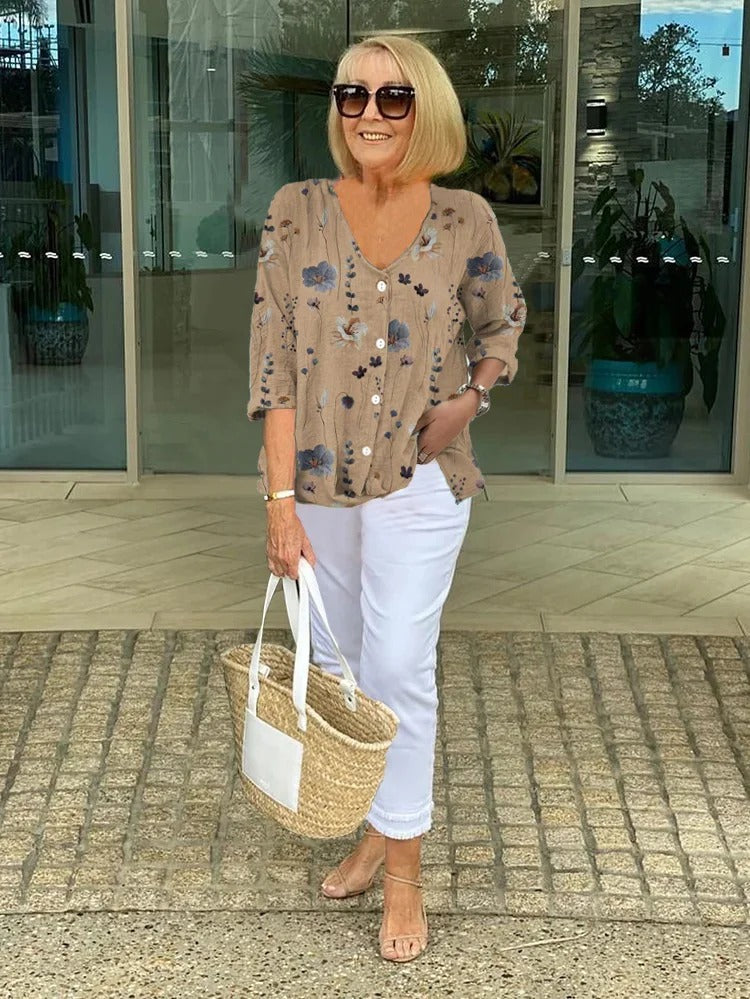 Floral Top Women Relaxed Fit Casual Summer