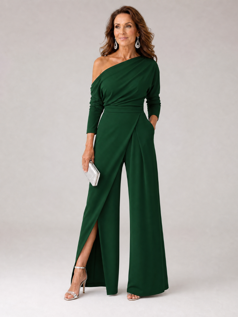 One Shoulder Wide Leg Jumpsuit Women Regular Fit Evening