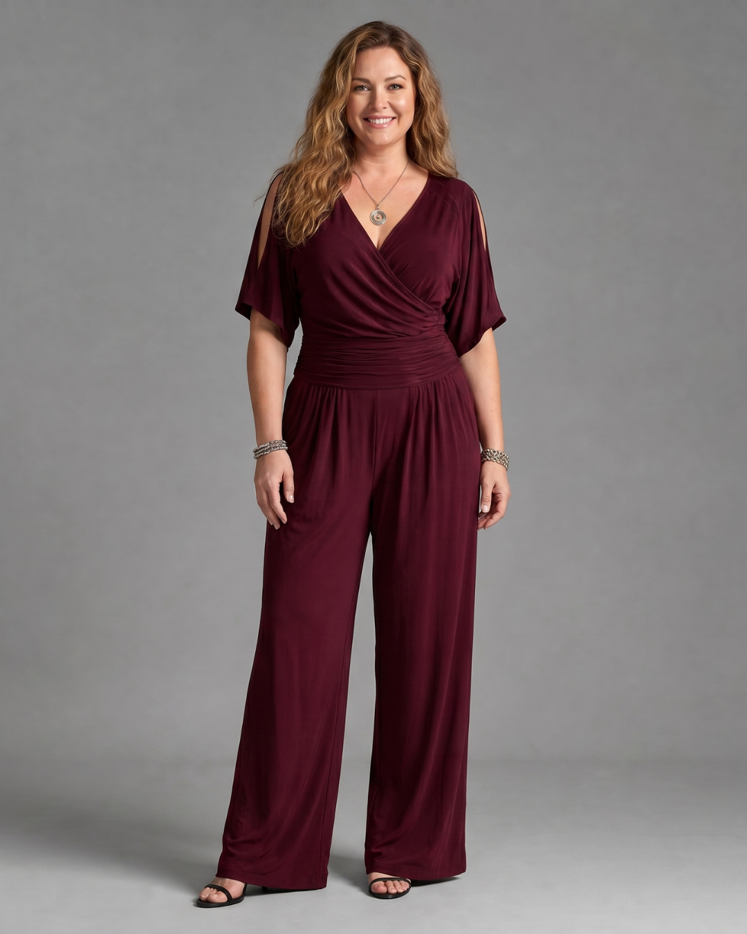 Jumpsuit Women Relaxed Fit Casual Cold Shoulder Wrap Waist