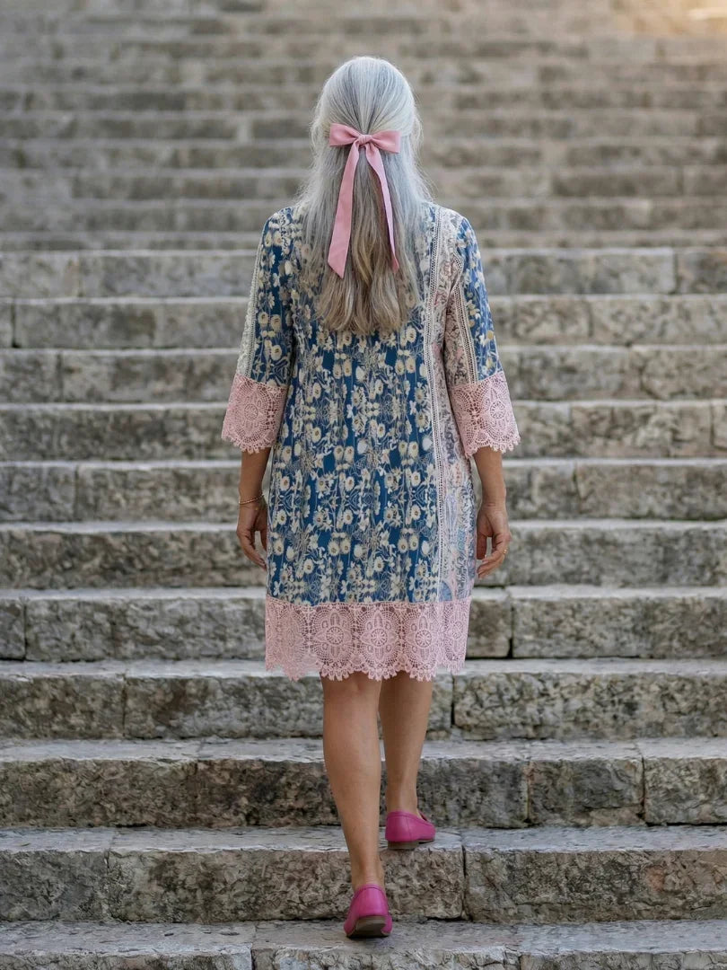 Dress Women Relaxed Fit Casual Floral Lace Trim