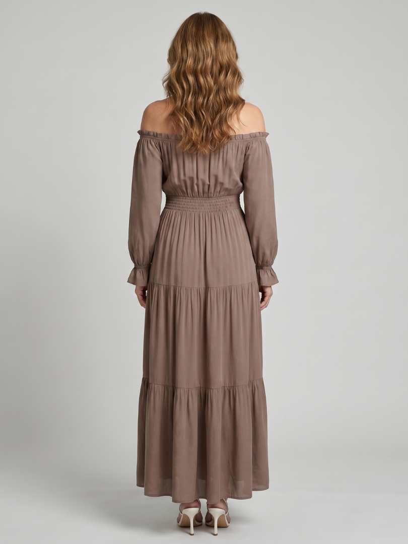 Off Shoulder Midi Dress Women Relaxed Fit Casual Summer