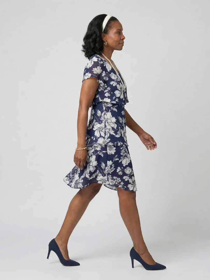 Floral Knee-Length Dress Women Relaxed Fit Casual