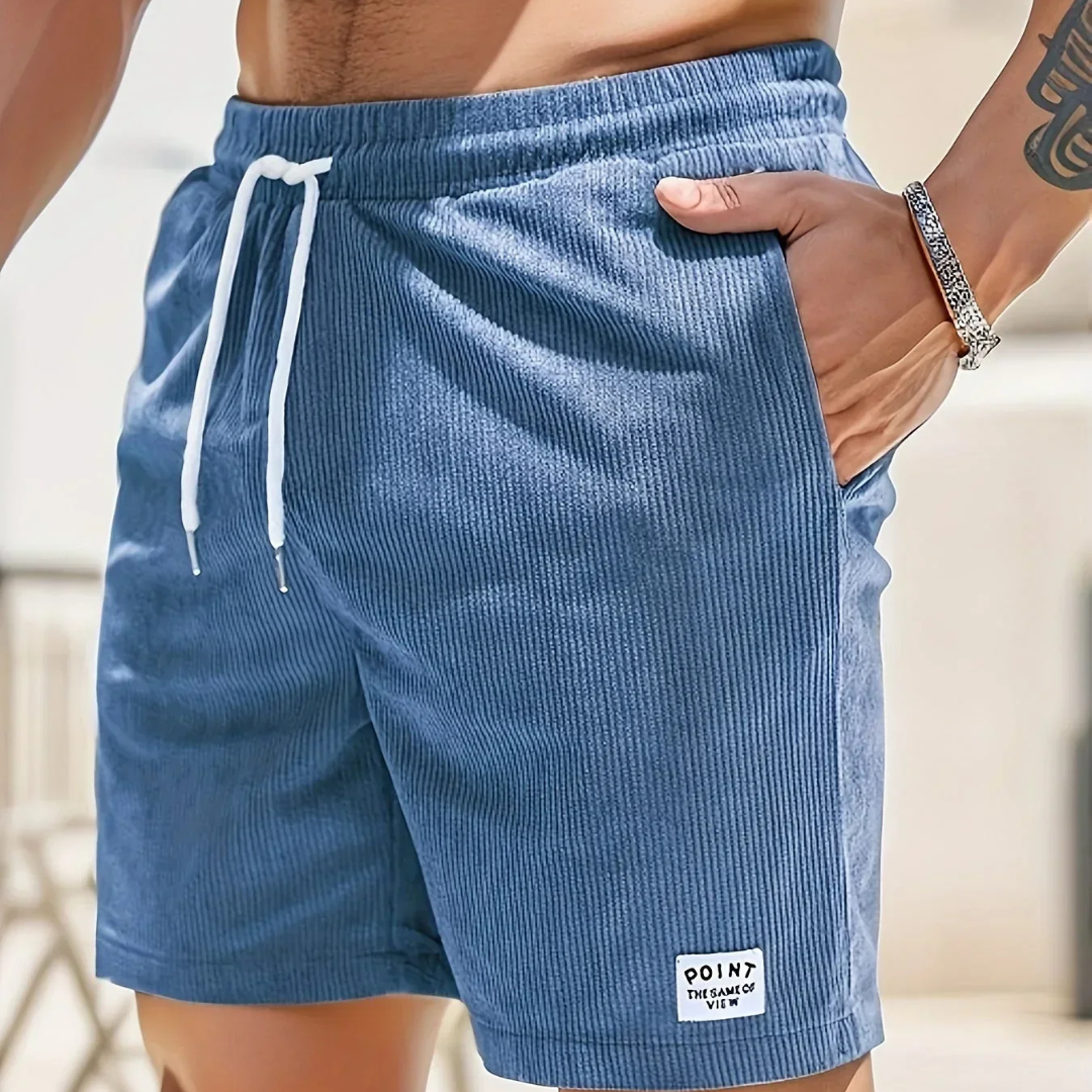 Ribbed Shorts Men Relaxed Fit Casual Summer