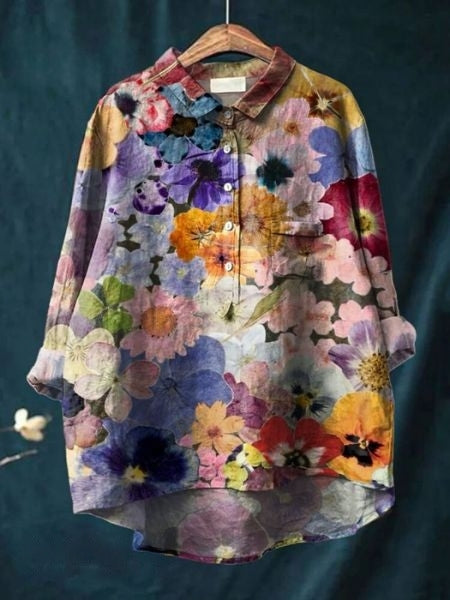 Floral Blouse Women Flowing Fit Casual Elegant