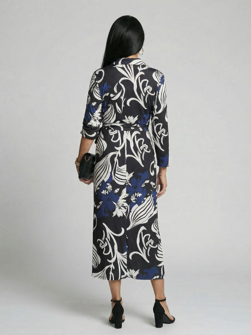 Midi Wrap Dress Women Relaxed Fit Casual Minimalist