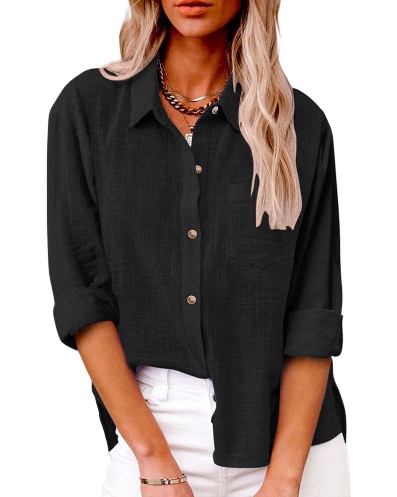 Long Sleeve Blouse Women Regular Fit Casual