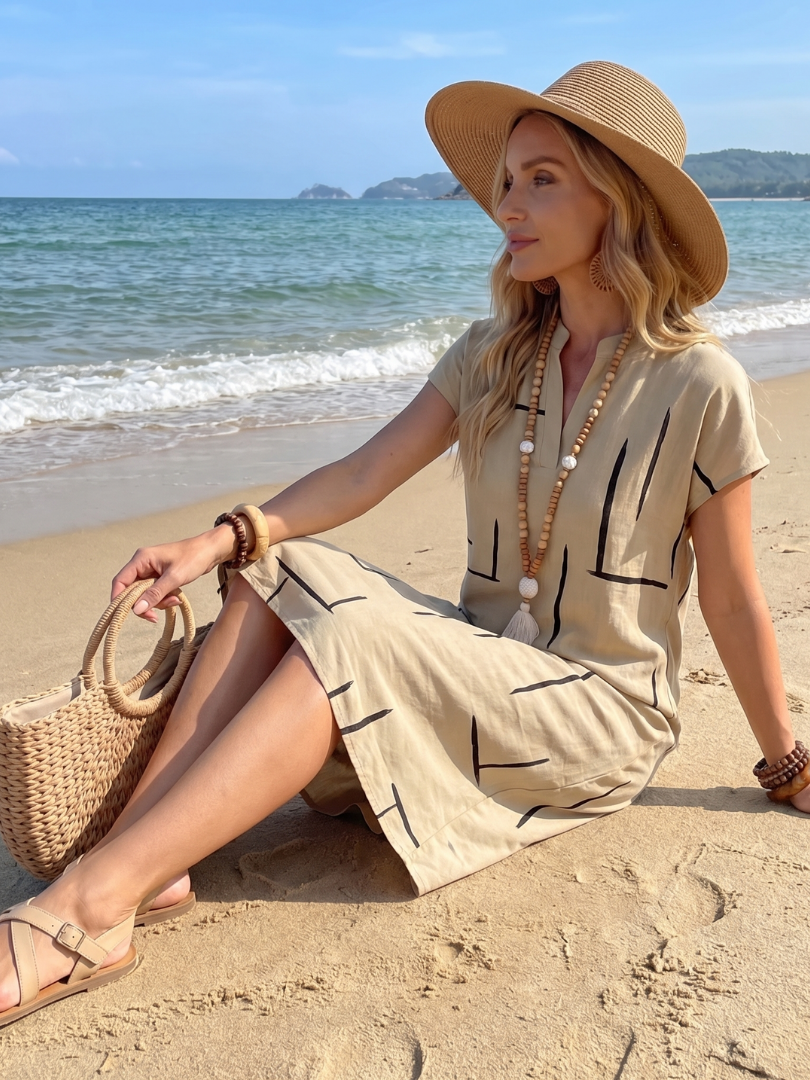 Knee Length Dress Women Relaxed Fit Casual Summer