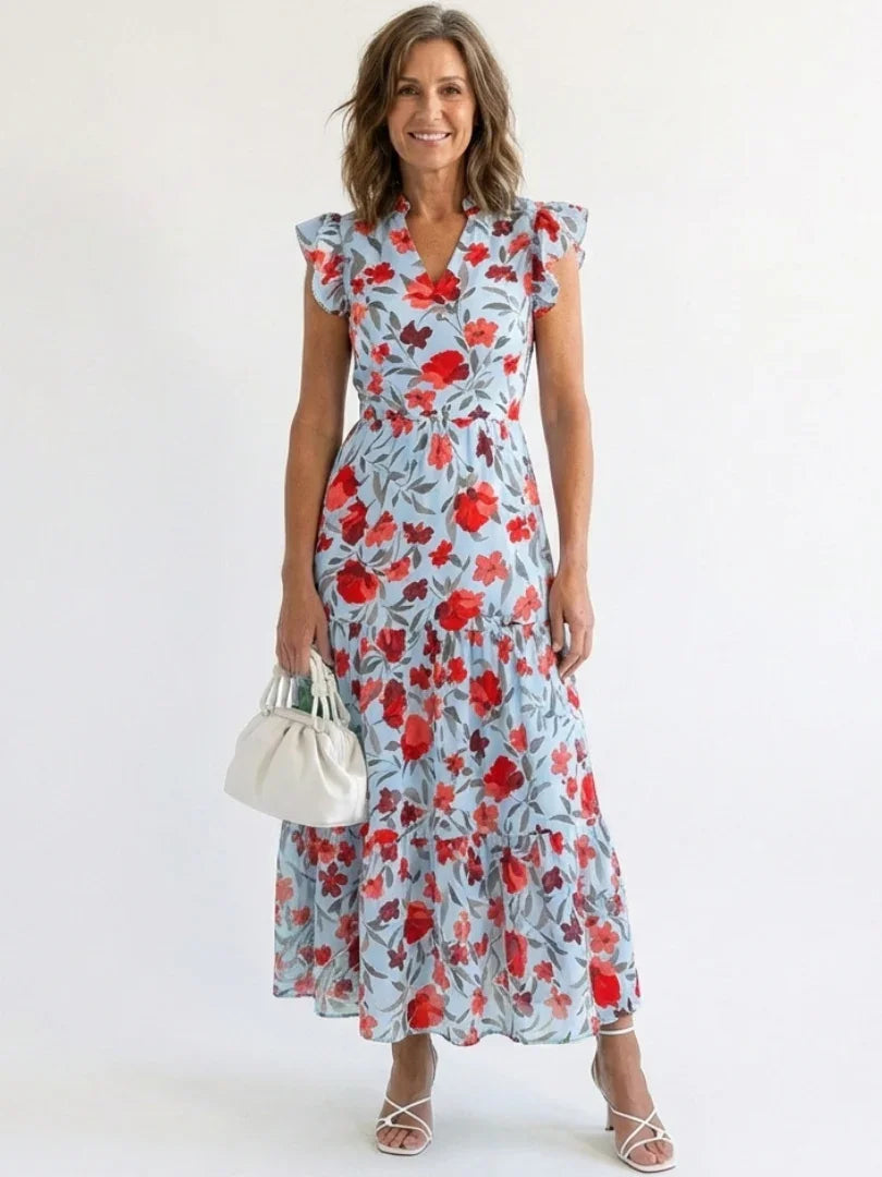 Midi Dress Women Relaxed Fit Casual Summer Floral