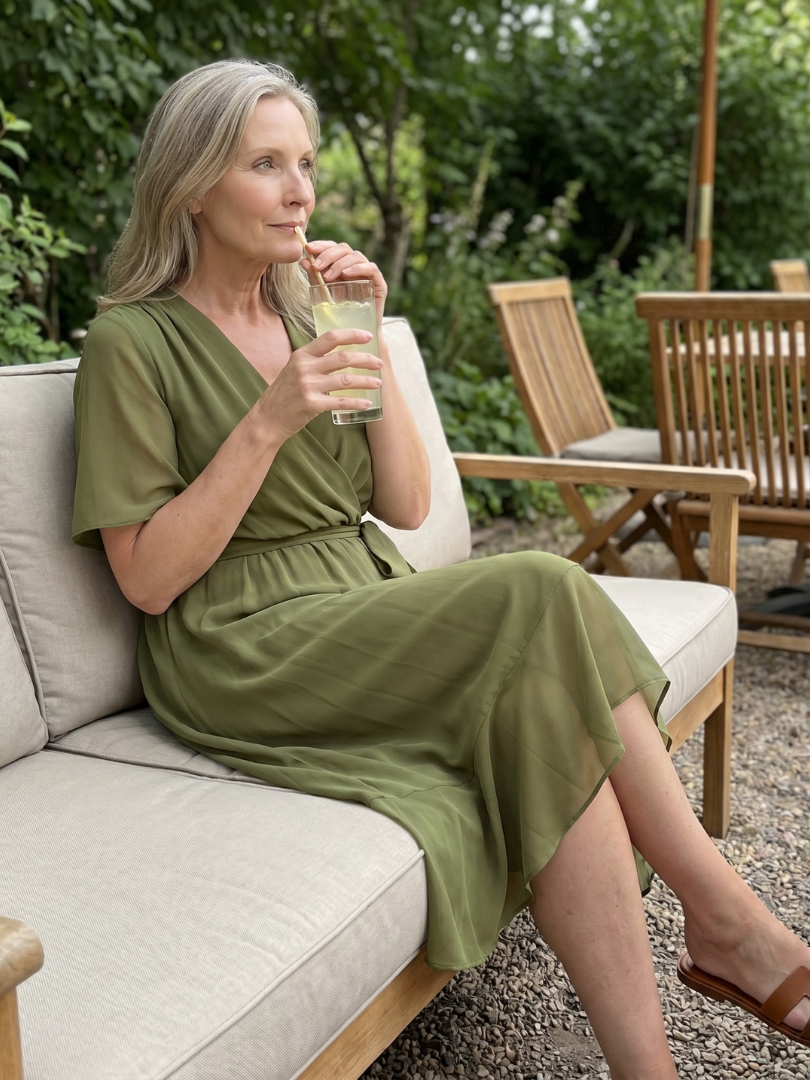 Wrap Midi Dress Women Relaxed Fit Casual Summer