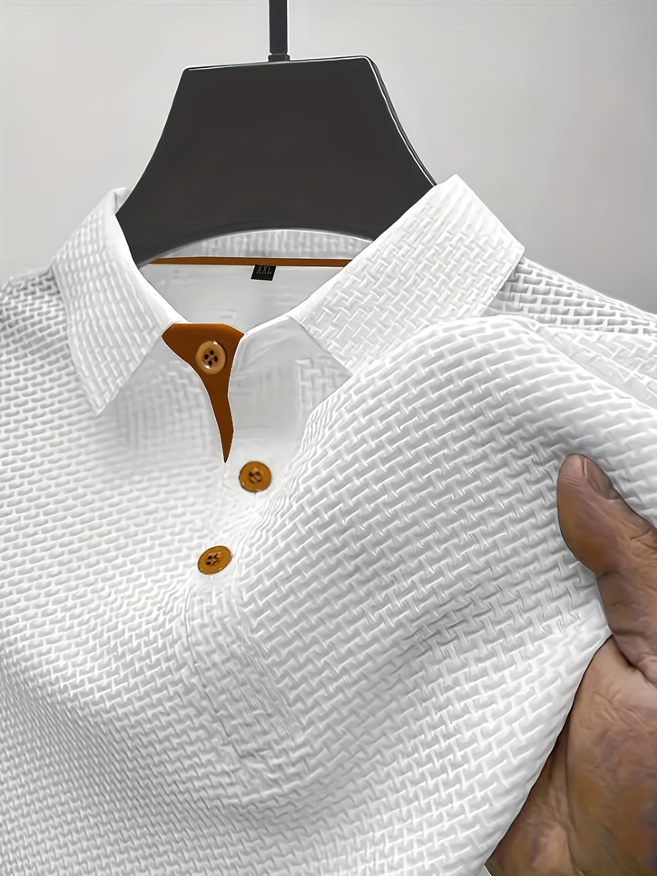 Textured Polo Shirt Men Structured Fit Casual Smart