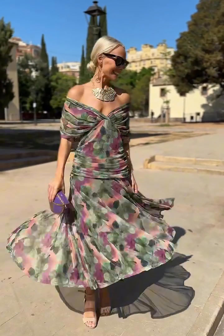 Maxi Dress Women Regular Fit Party Elegant V-Neck