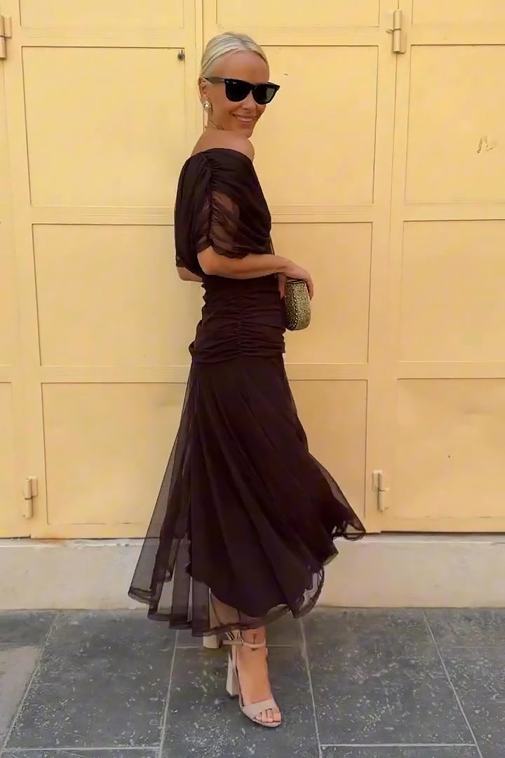 Maxi Dress Women Regular Fit Party Elegant V-Neck