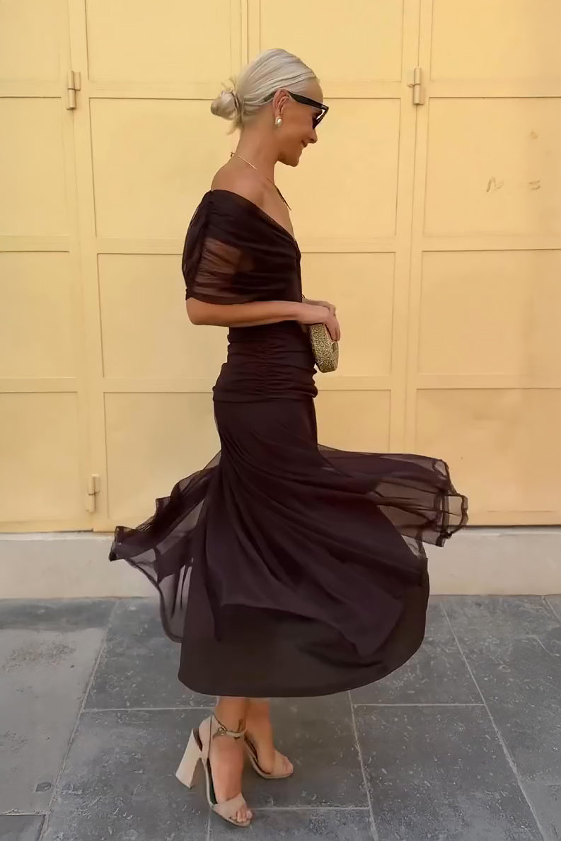 Maxi Dress Women Regular Fit Party Elegant V-Neck