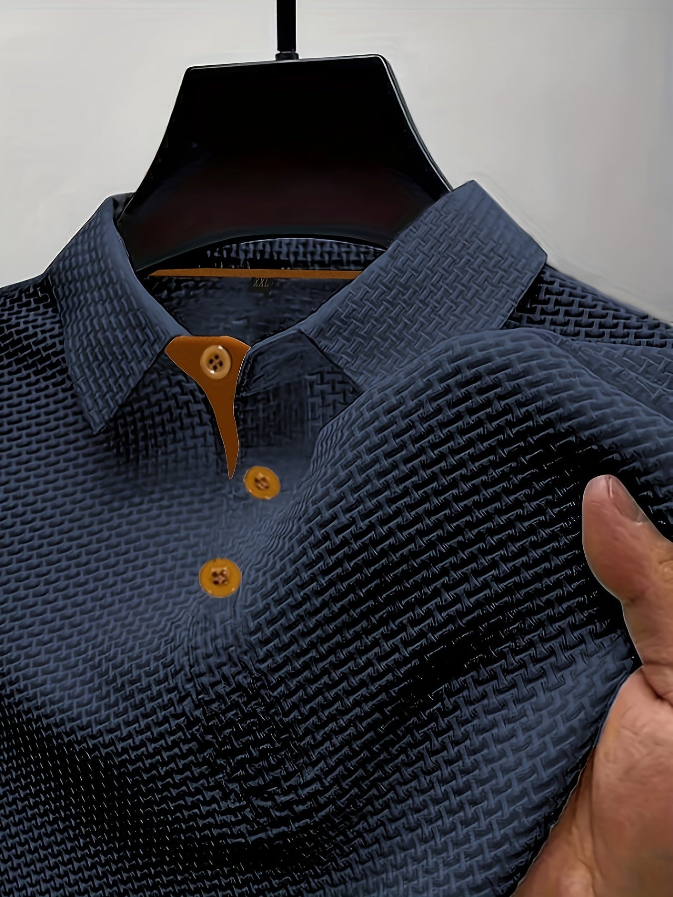 Textured Polo Shirt Men Structured Fit Casual Smart
